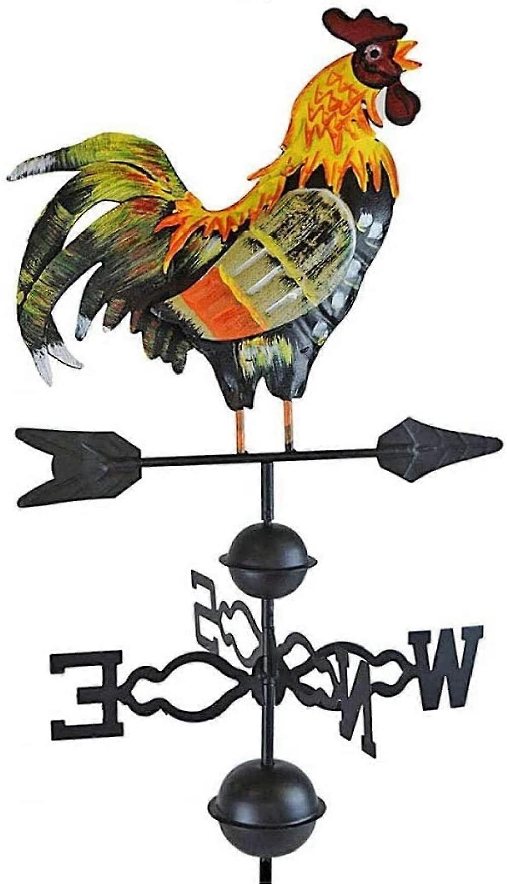 48' Metal Roof Weathervane with Rooster Ornament Wind Direction Indicator for Garden and Home