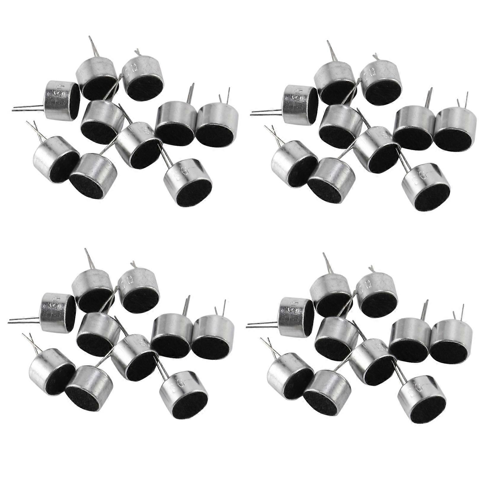 40 Pcs 2 Pin Mini MIC Capsule Electret Condenser Microphone Silver Tone Black