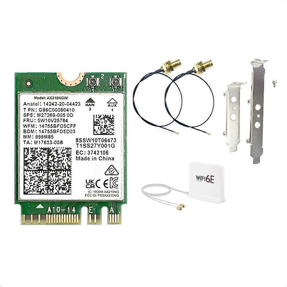 AX210NGW Card+WIFI6E Magnetic Antenna 2.4G/5G/6Ghz Tri-Band Bluetooth 5.3 Adapter 5374Mbps Laptop Wireless Network Card
