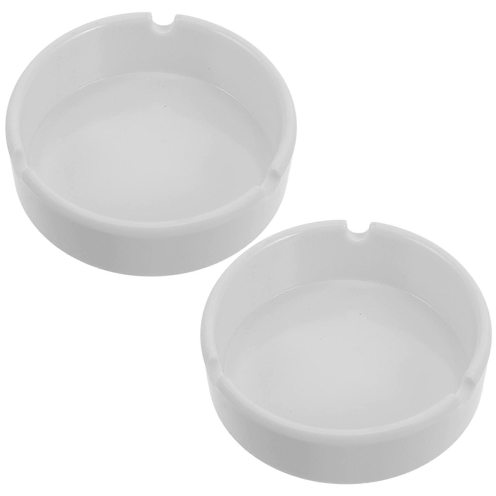 2Pcs White Melamine Ashtray Indoor Butt Holder for Home Use