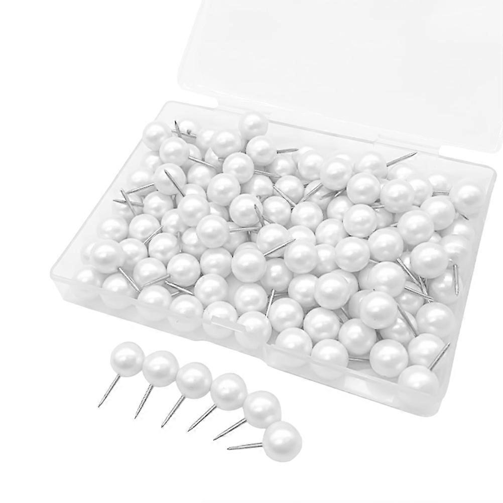 White Round Push Pins for Cork Board Use with 100Pcs for Bulletin Display