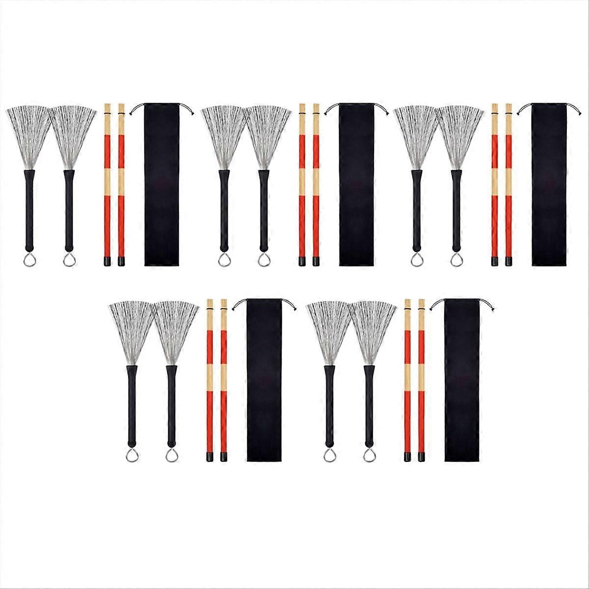 1 Pair Brushes Drums Drum Sticks Brush+1 Pair Rods Drum Stick Set