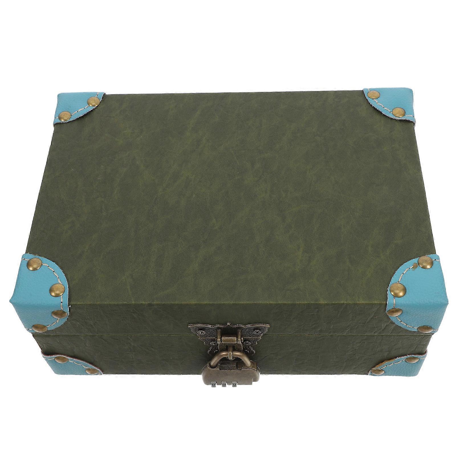 Vintage Wooden Treasure Chest Box for Jewelry Storage with Lock