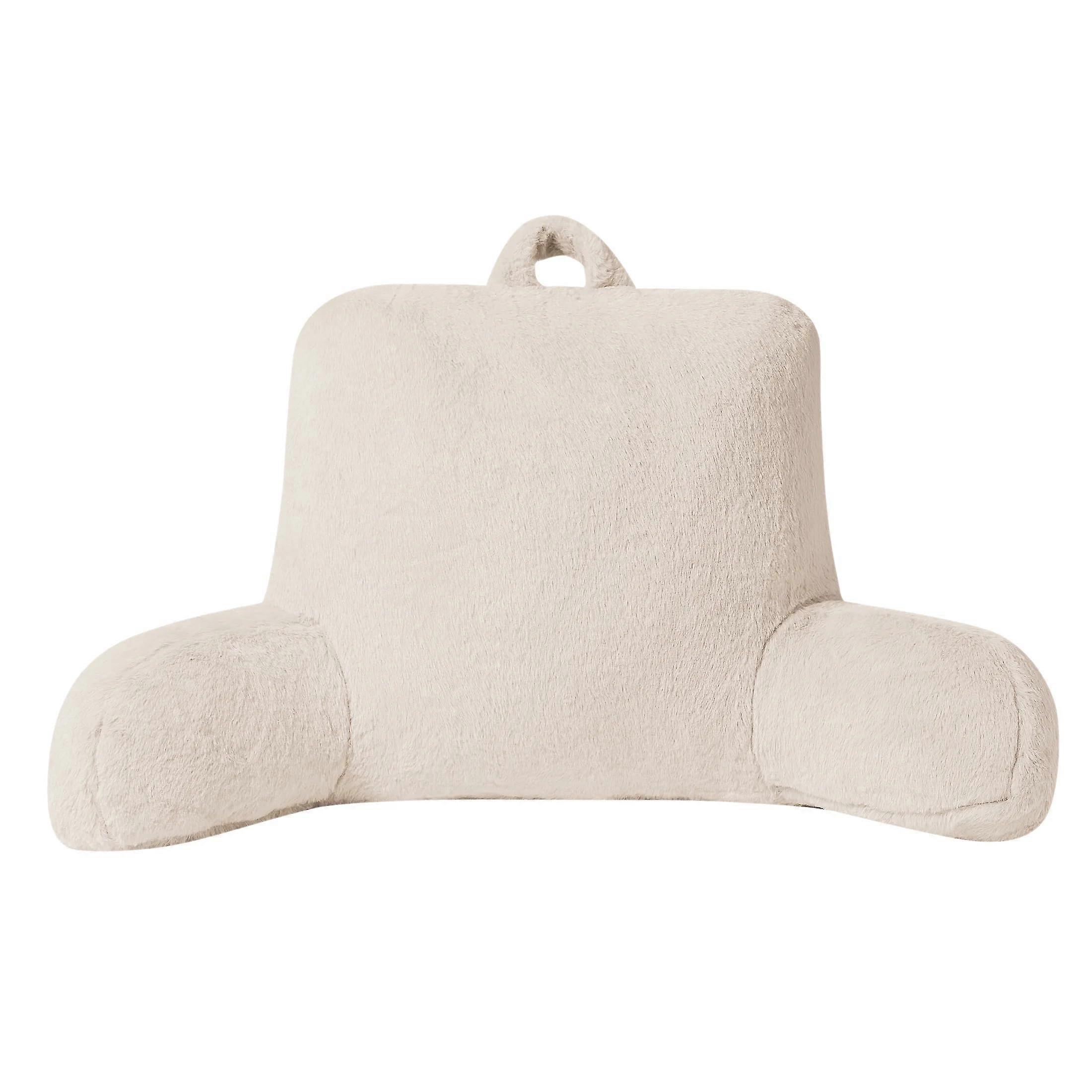 Faux Fur Backrest Pillow with Rabbit Fur Comfort, Specialty Size Support Cushion, Papyrus Beige