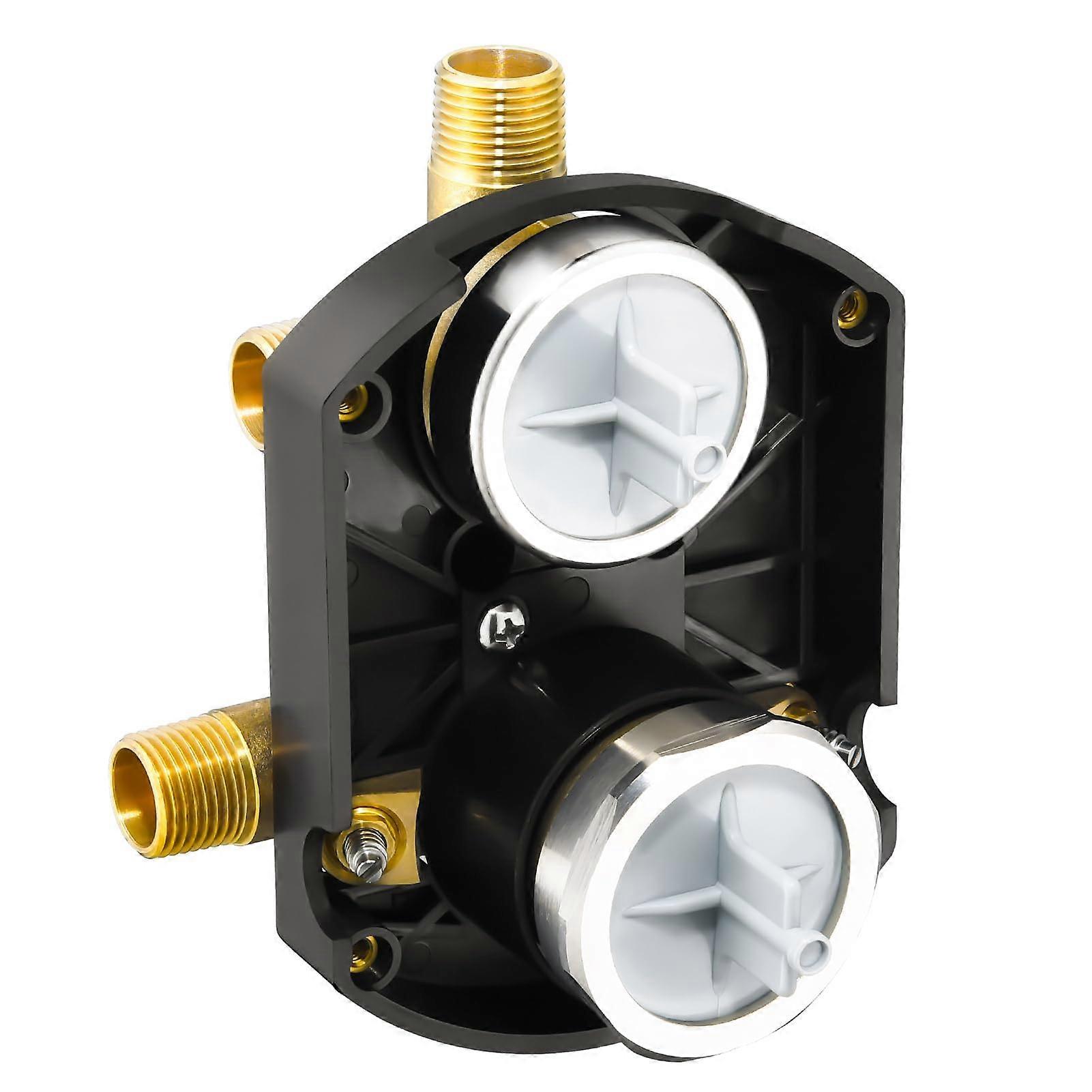 R22000WS Brass Shower Diverter Valve with Stops, 3 Port MultiOutlet Flow and Temperature Control
