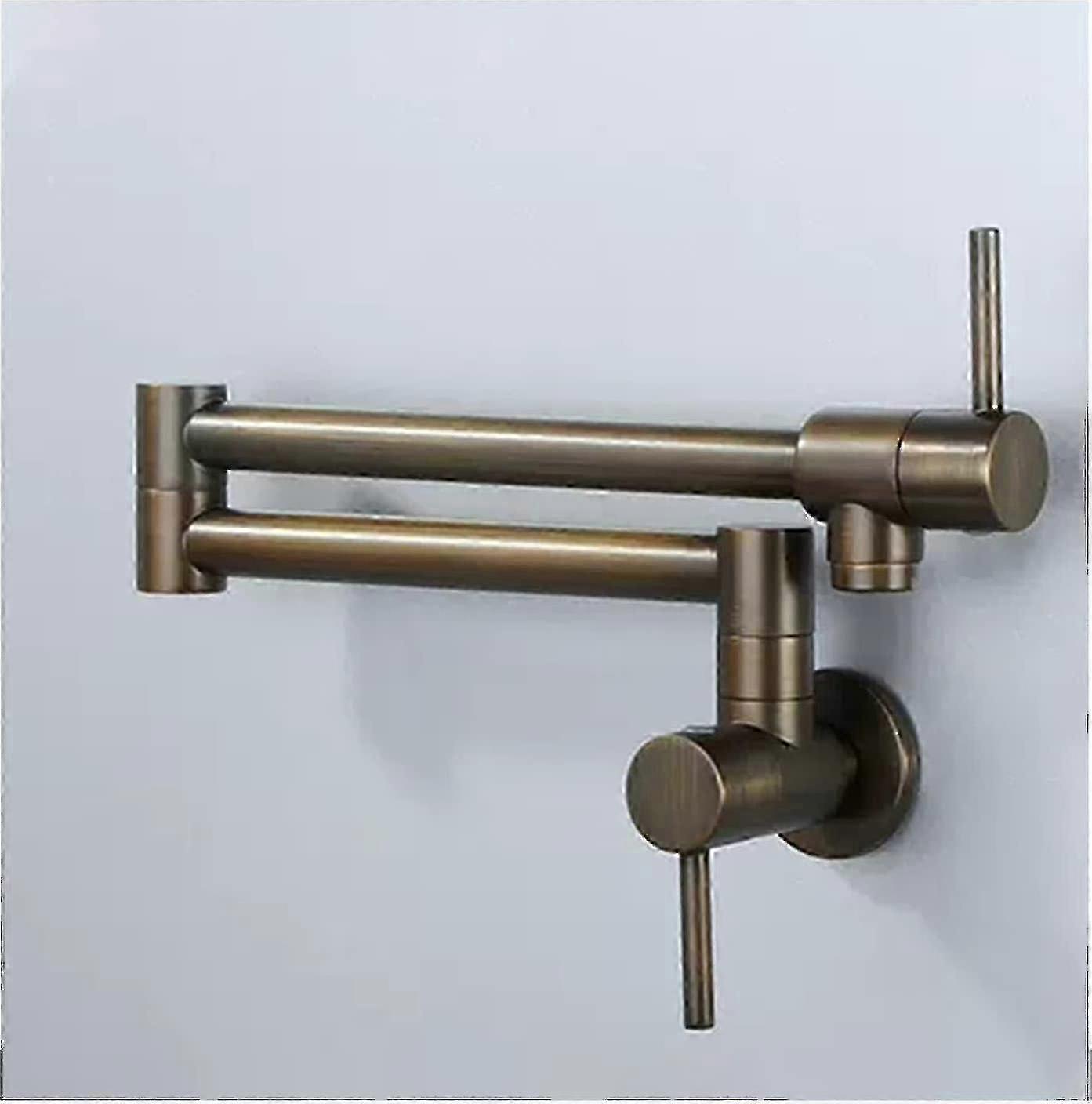 Antique Brass Kitchen Faucet for Wall Mount with Folding Function