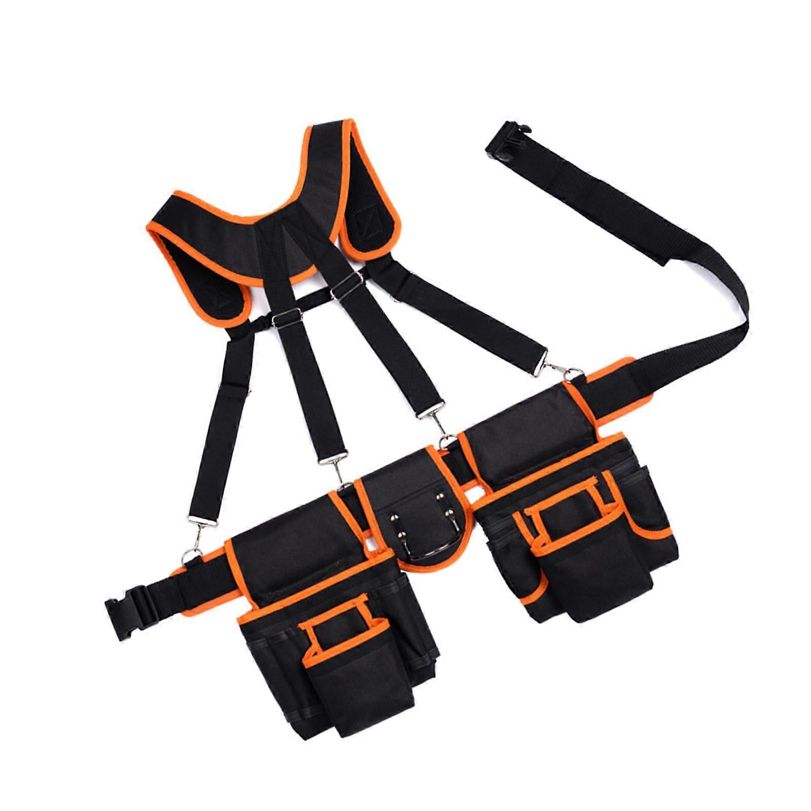 Tool Belt with Suspenders, Waterproof HeavyDuty Canvas, MultiPocket Organizer for Construction