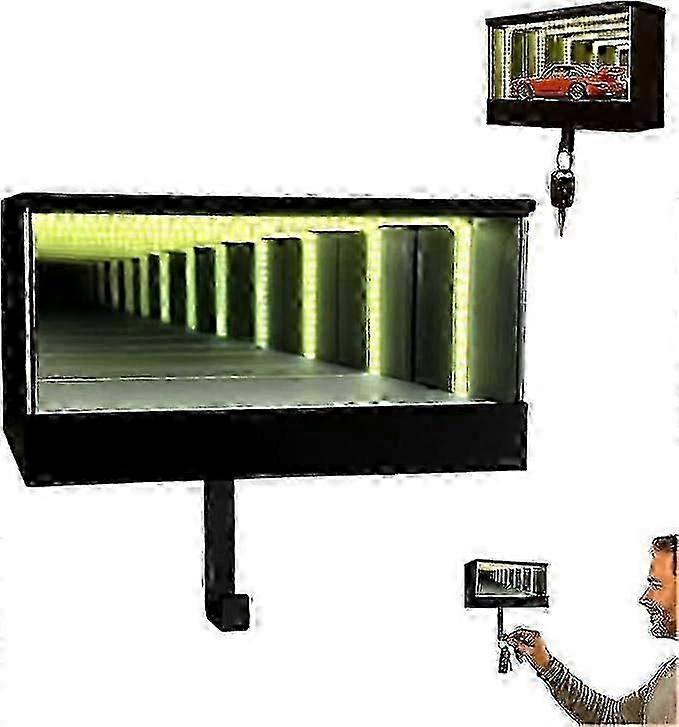 Infinity Mirror Display Case for Car Keys, Wall-Mounted LED Lamp Key Holder for Garage
