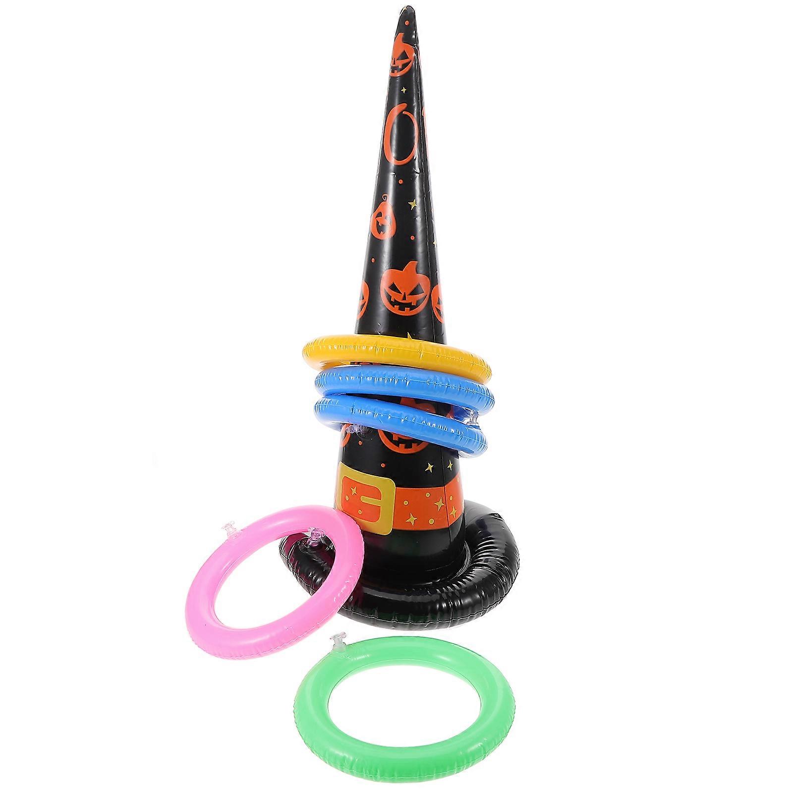 Halloween Toss Ring Toy Inflatable Witch Hat Ring Toss Game 4Sets