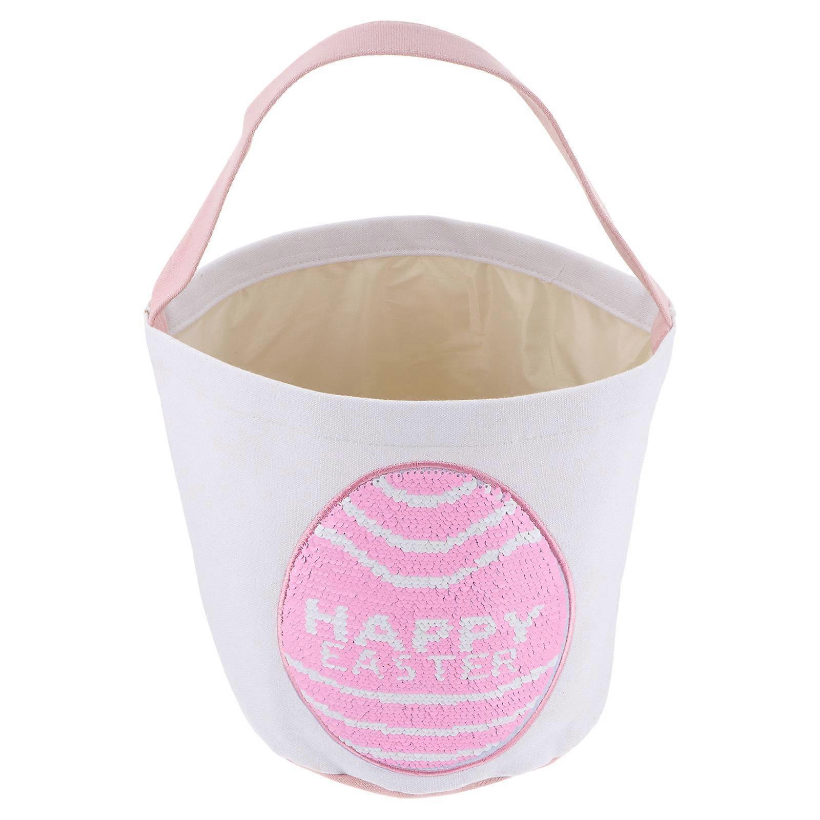3Pcs Pink Easter Eggs Bag for Storage Bunny Easter Baskets