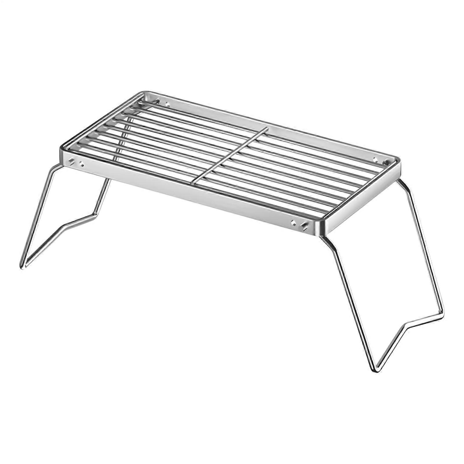Portable Camping Grill Foldable BBQ Rack HeatResistant Cooking Grid for Fire Pit 16x30cm