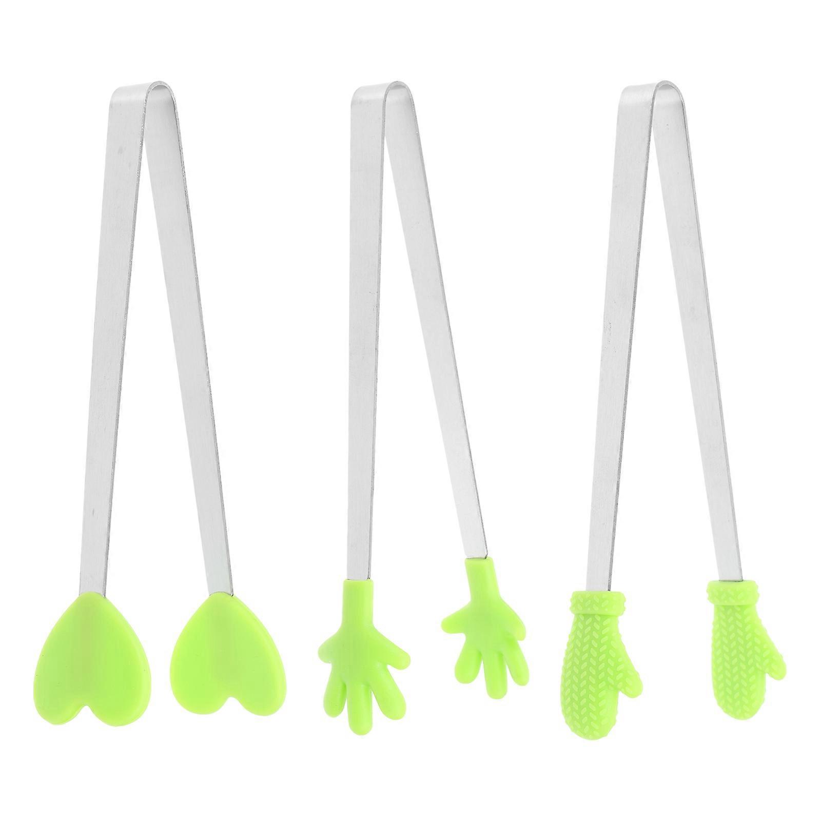 Silicone Mini Tongs for Bakery Bread Use 3Pcs Small Ice Cube Tong Set