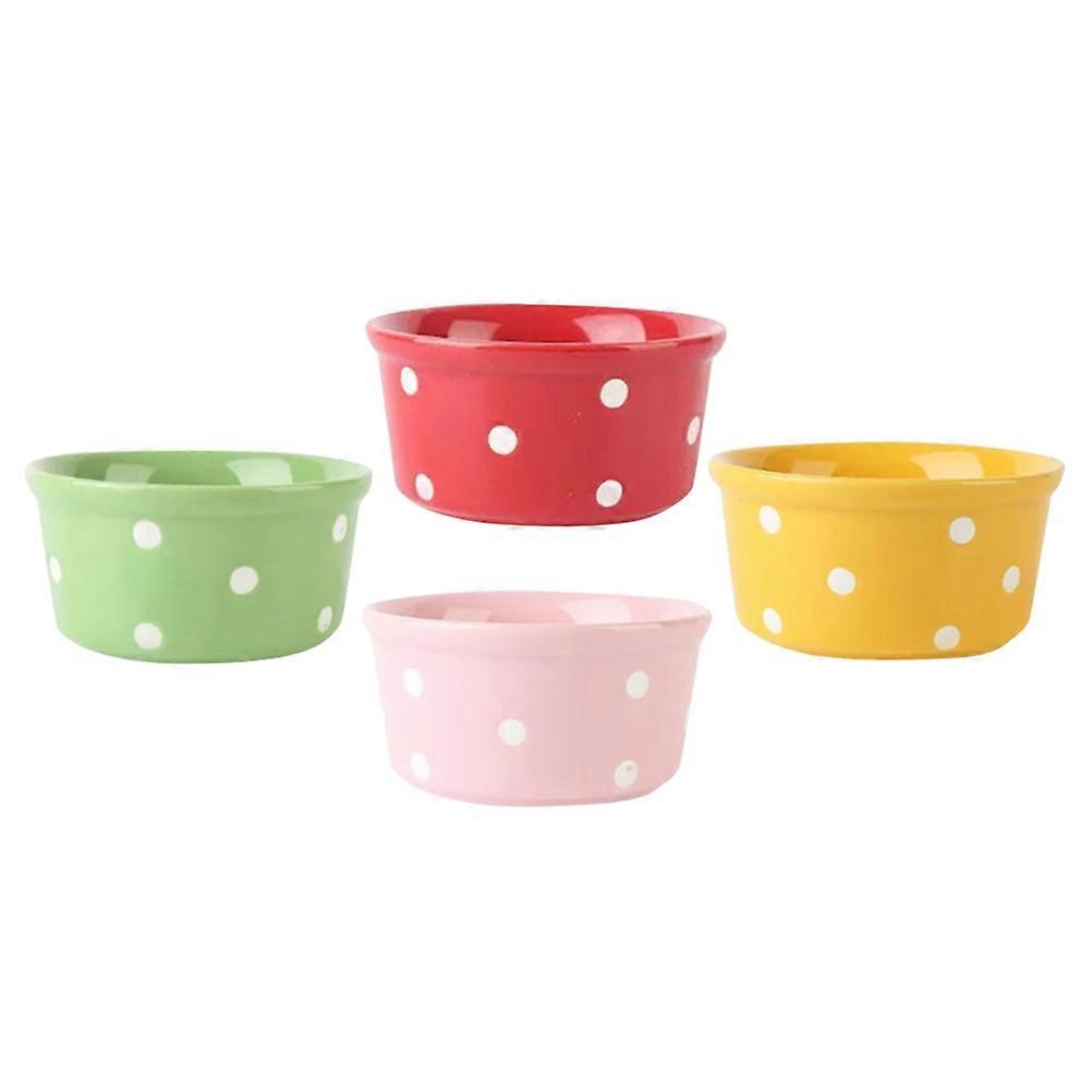 Individual Pudding Basins Ceramic Baking Bowl Home Use Round Shape 4Pcs