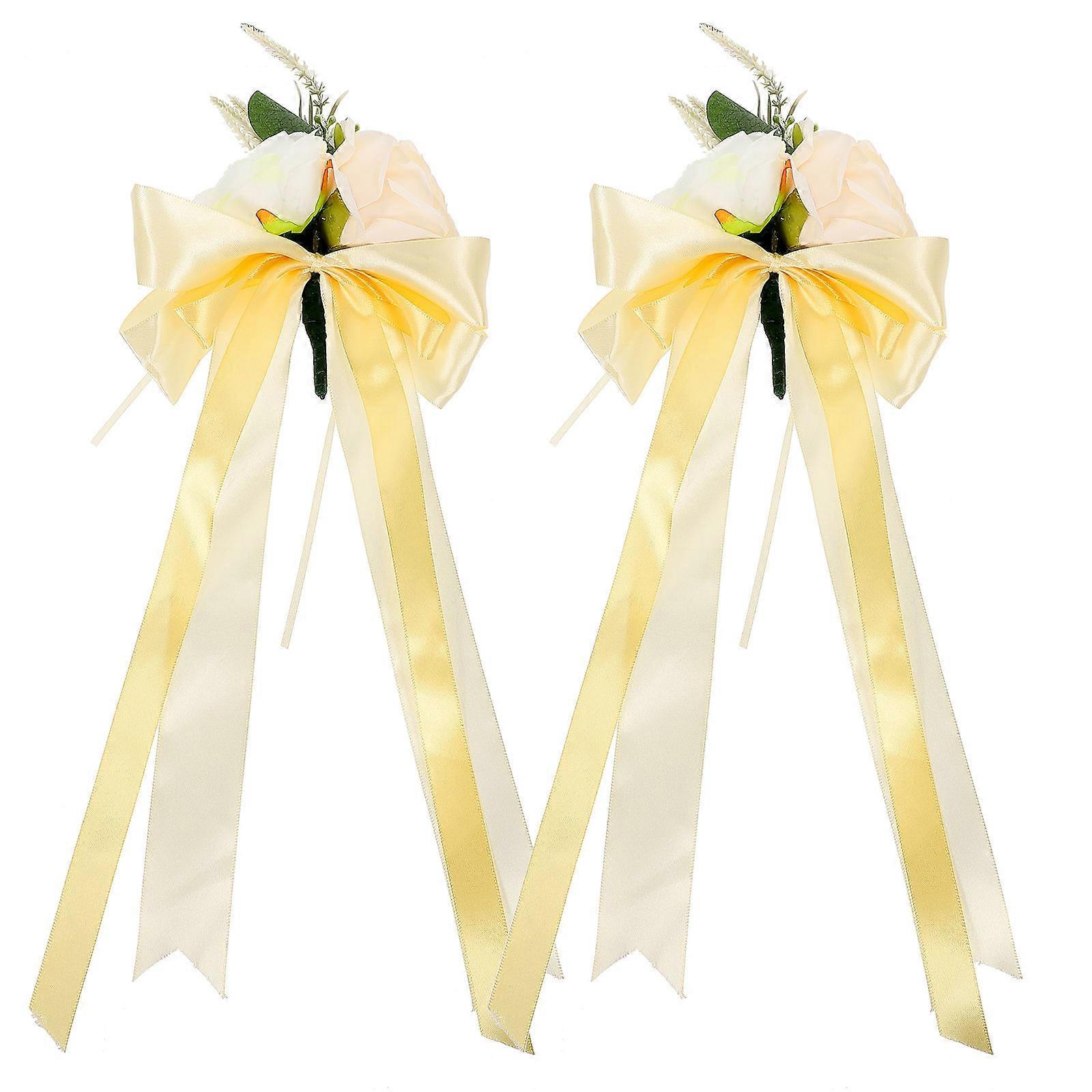Car Decorations Artificial Flower for Wedding Rearview Mirror 2Pcs Pack