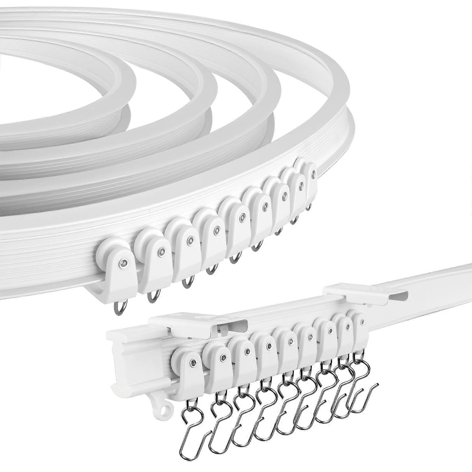 Flexible Ceiling Curtain Track 9.84FT with Smooth Gliding Rollers for Windows RV Doors White