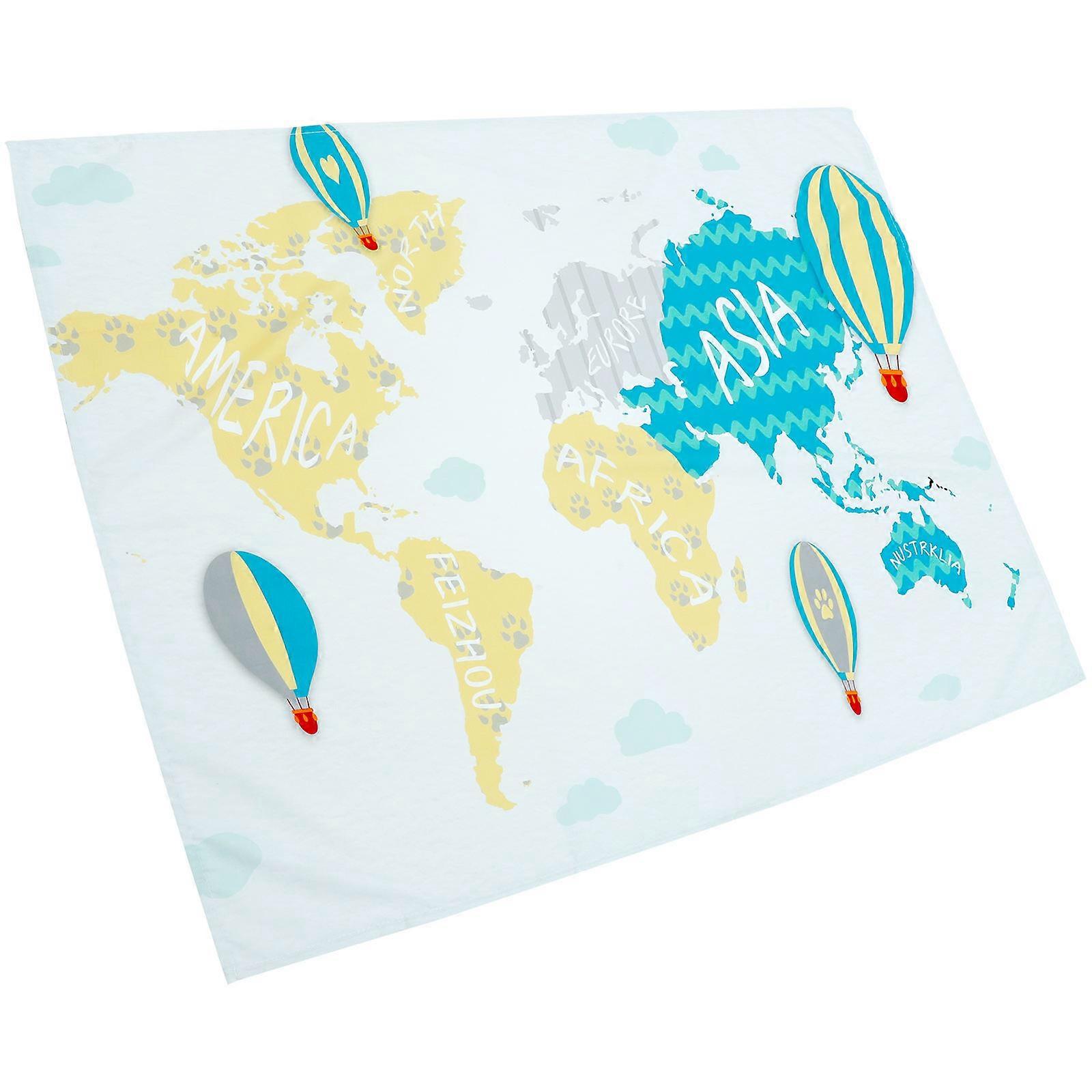Polyester World Map Tapestry for Decoration Use 4Pcs Modern Style