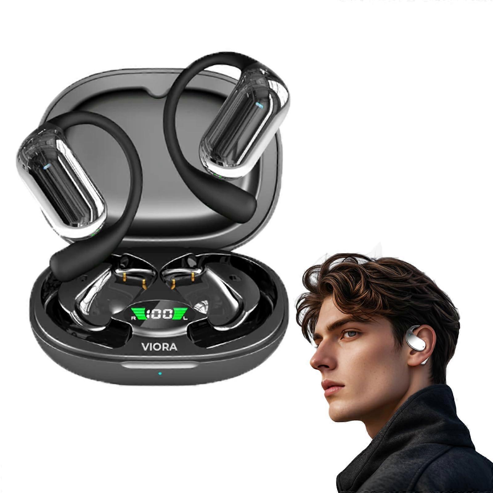 Translator Earbuds with RealTime AI Translation, 144 Languages, Open Ear Wireless Bluetooth Black