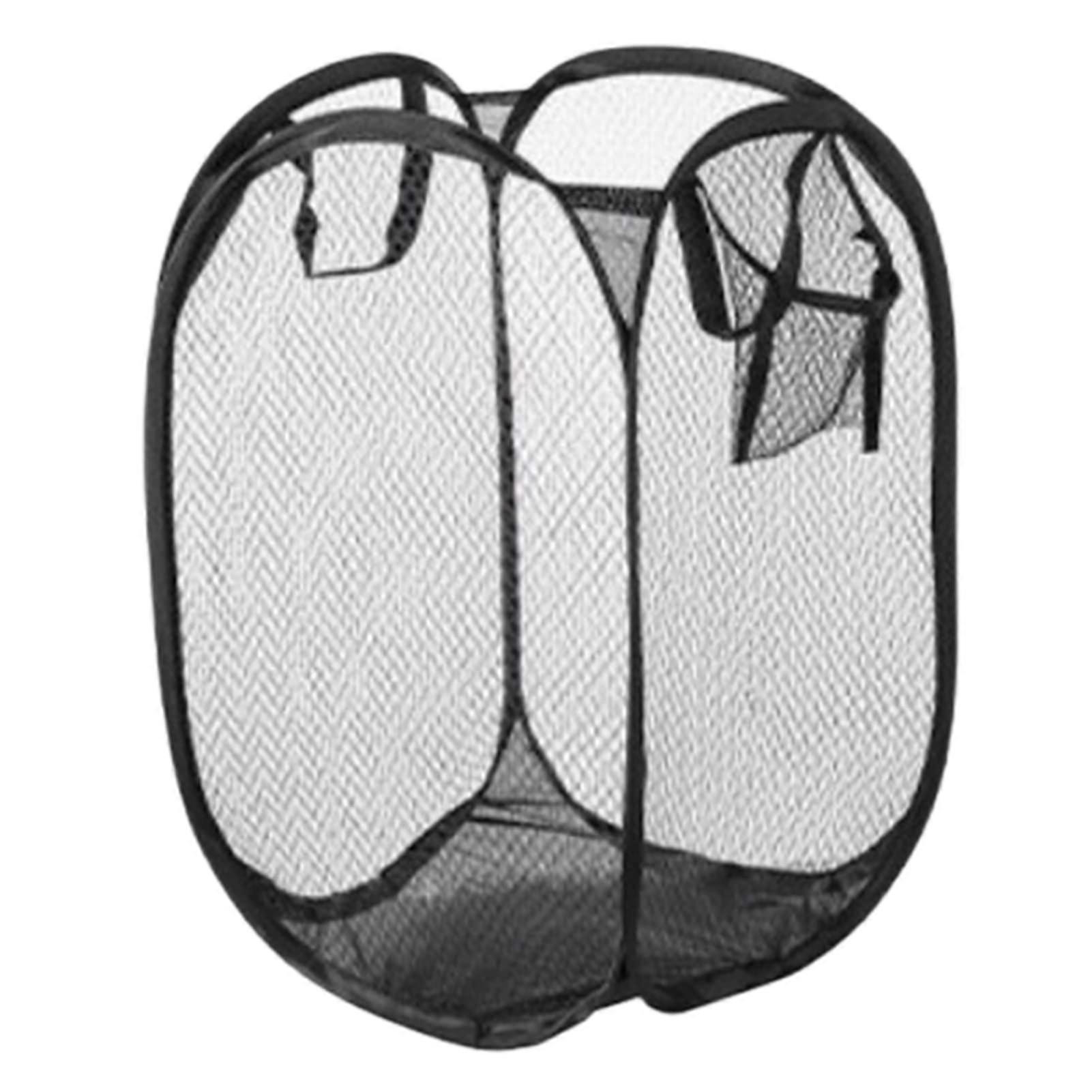 Large Capacity Foldable Mesh Laundry Hamper with Handles for Small Spaces Black