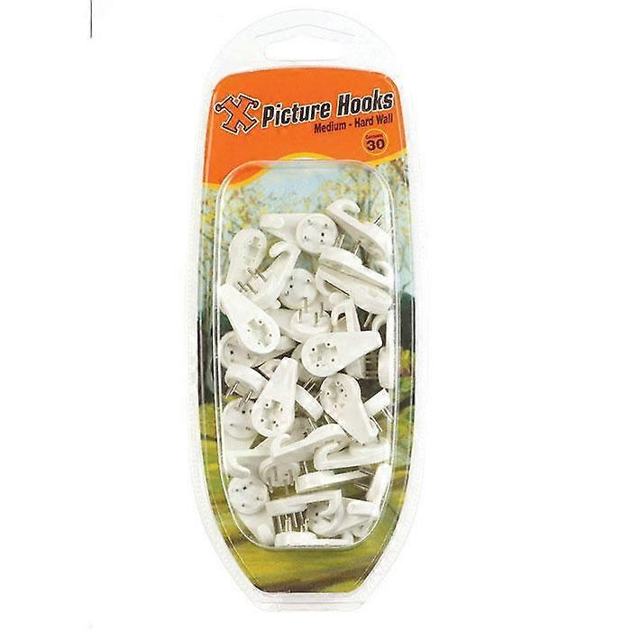 X Hard Wall Hooks Medium White Nylon 30pk