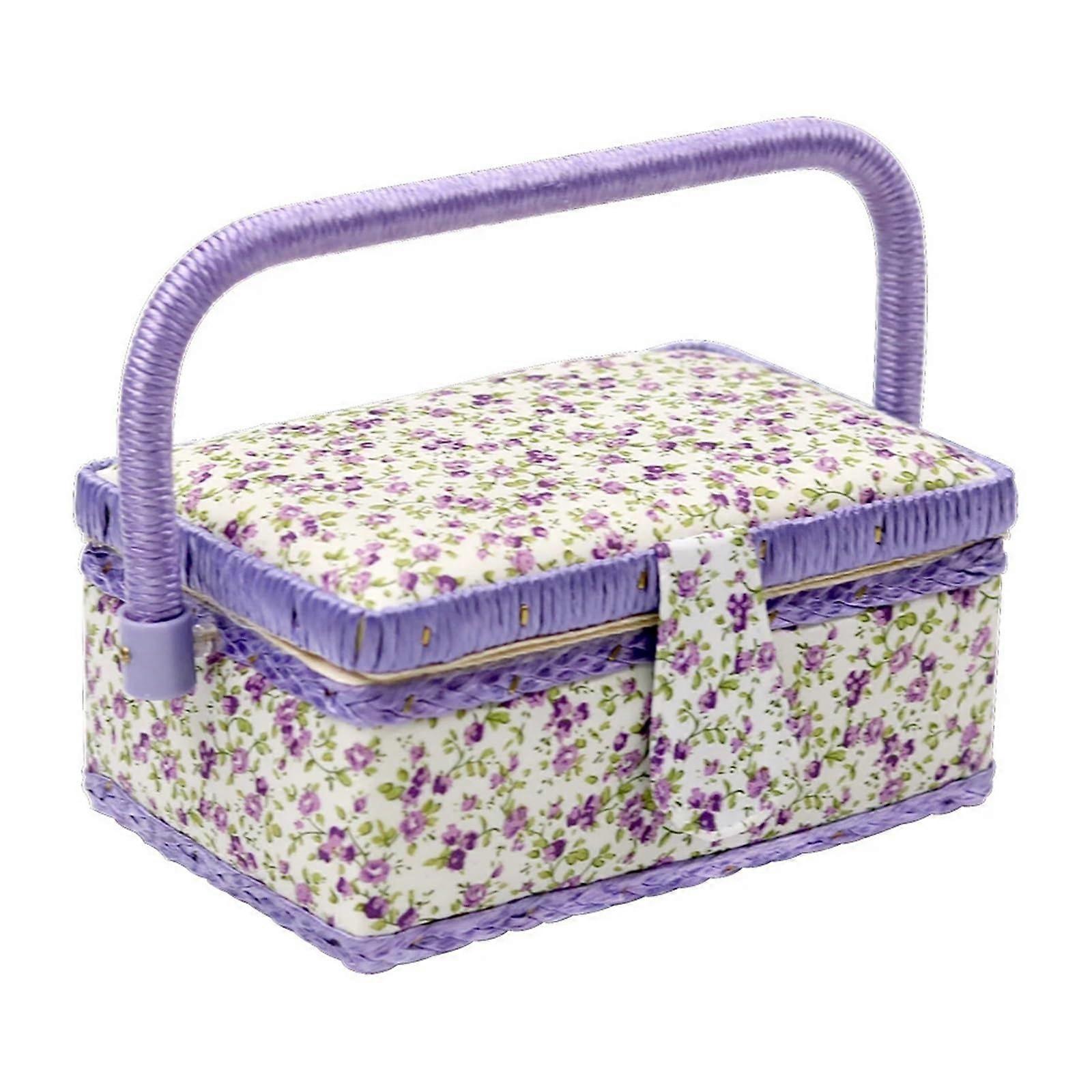 Large Sewing Basket with MultiCompartment Storage for Threads and Needles, Style D
