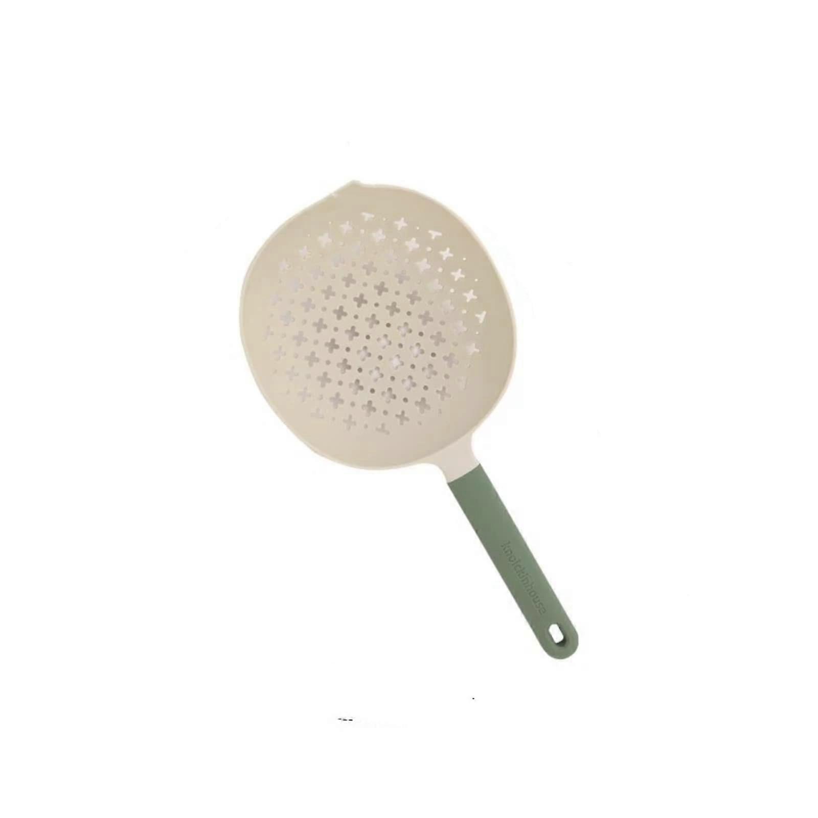Kitchen Colander and Pasta Strainer with Ergonomic Long Handle for Fast Dumpling Scooping, Green