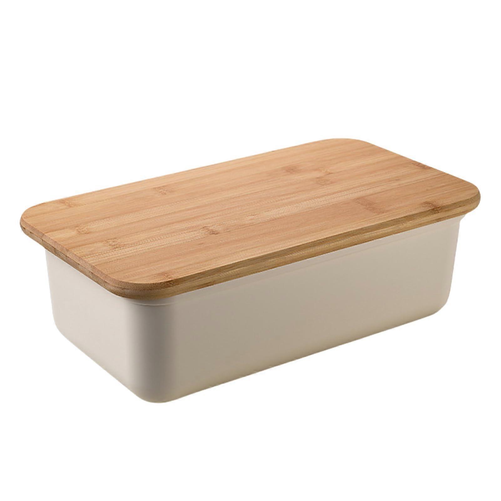 Large Bread Box with Bamboo Lid, Space Saving Vintage Bread Storage Container for Kitchen Countertop