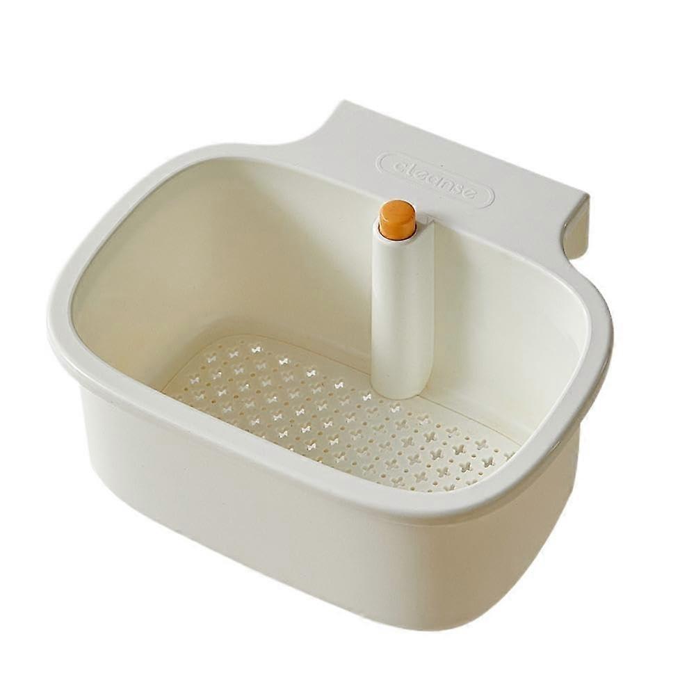 Self Cleaning Sink Strainer Basket with Press Type Waste Dump for Kitchen, Detachable 1pc White