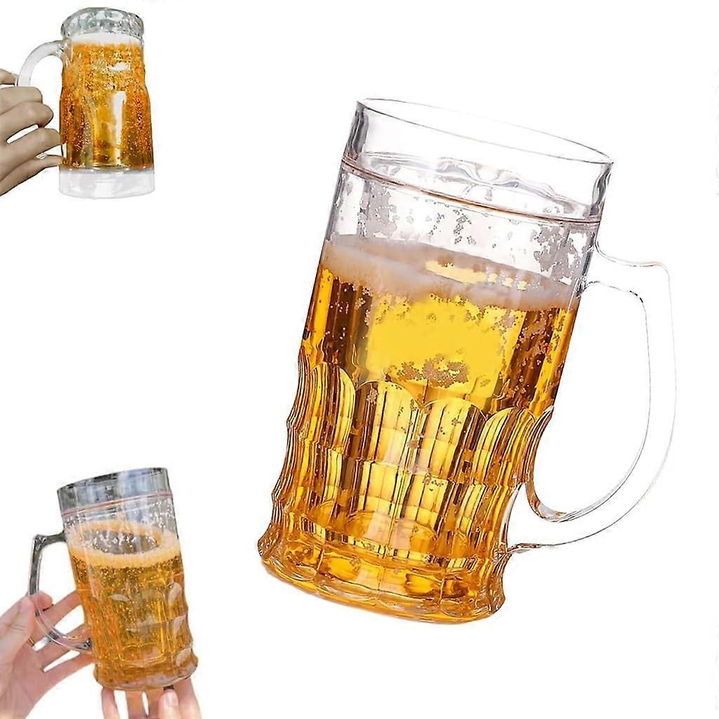 Double Layer Beer Mug with Handle 400ml Plastic Shatterproof Cup for Parties and Pranks