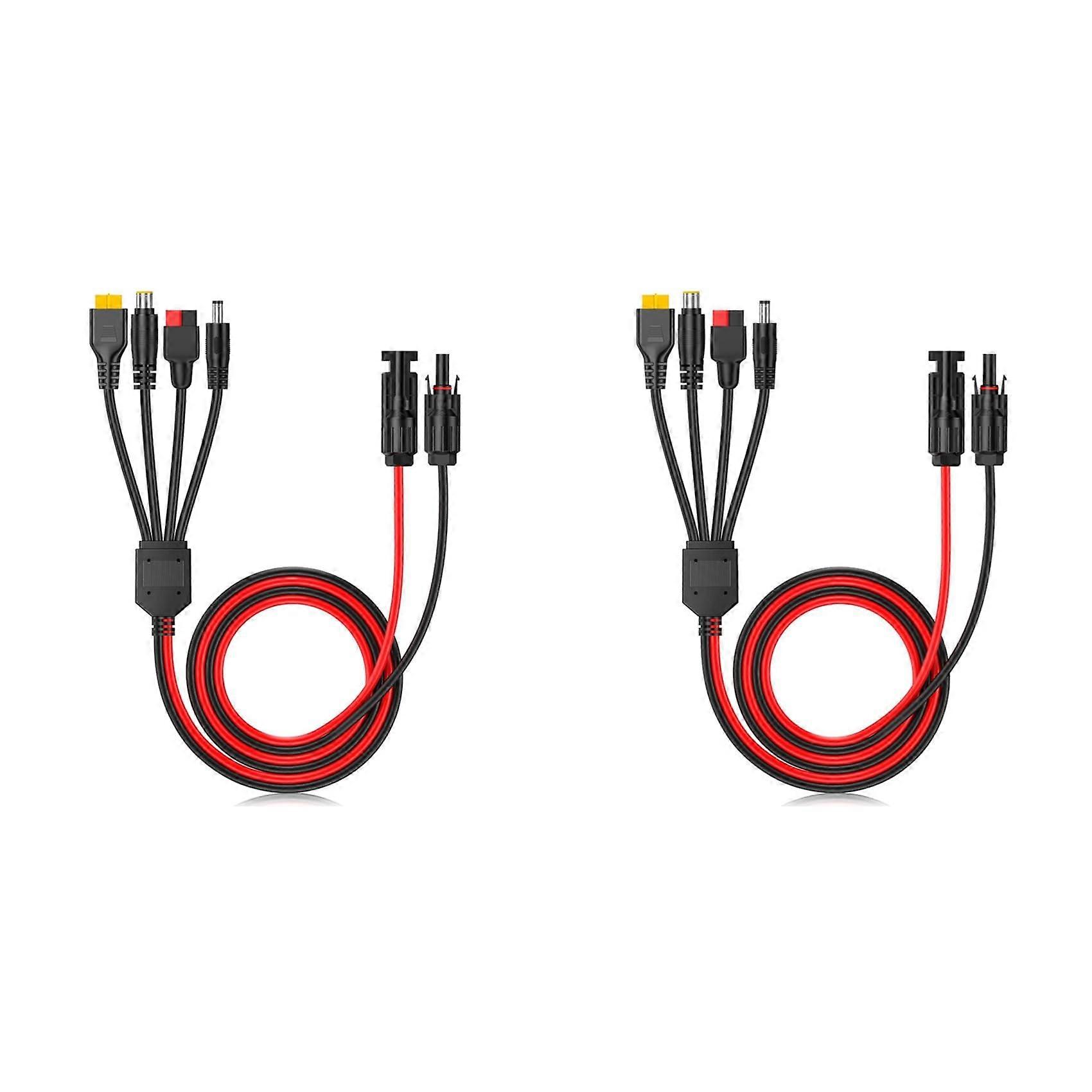 2X 4in1 Solar Panel Connector Extension Cable Splitter with Heavy Duty Copper Wire