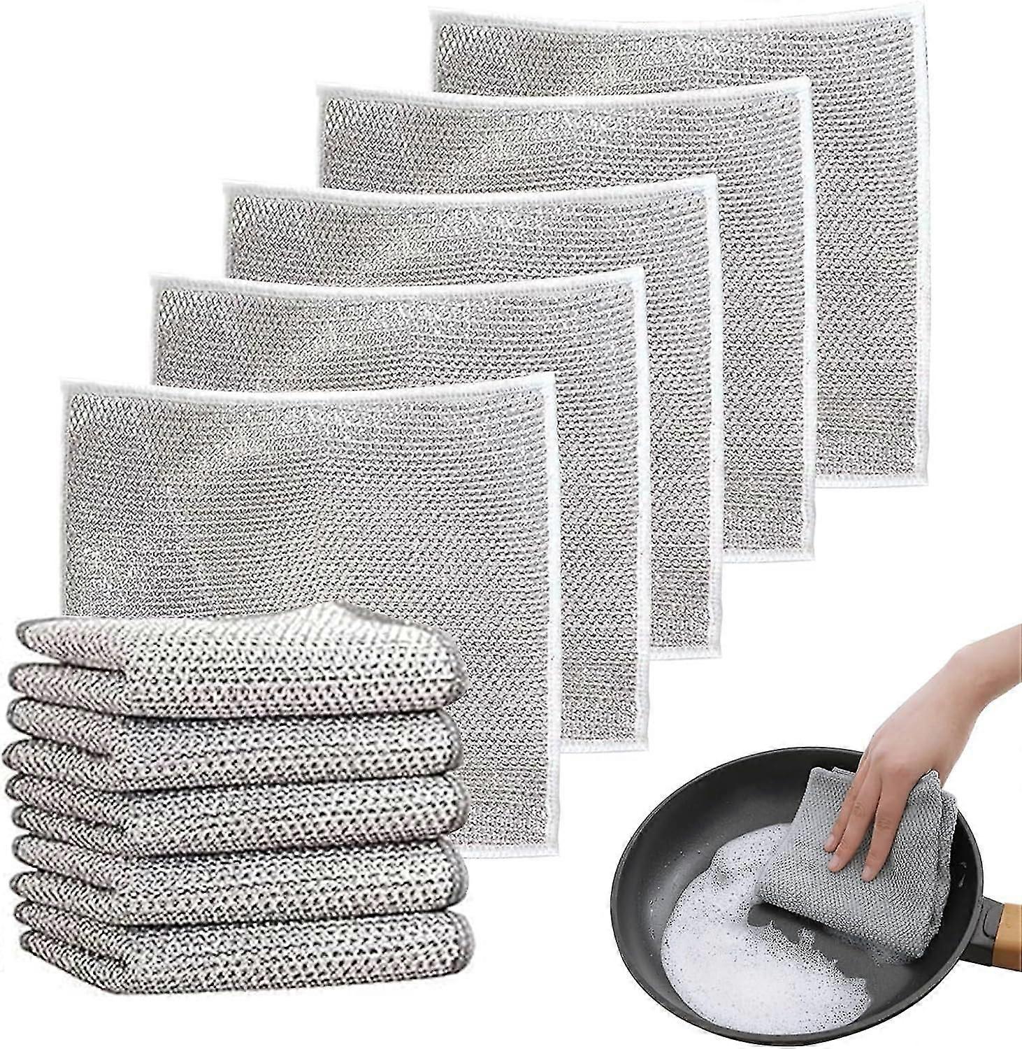 10-Pack Scratch-Resistant Metal Wire Dishcloths, 20x20cm