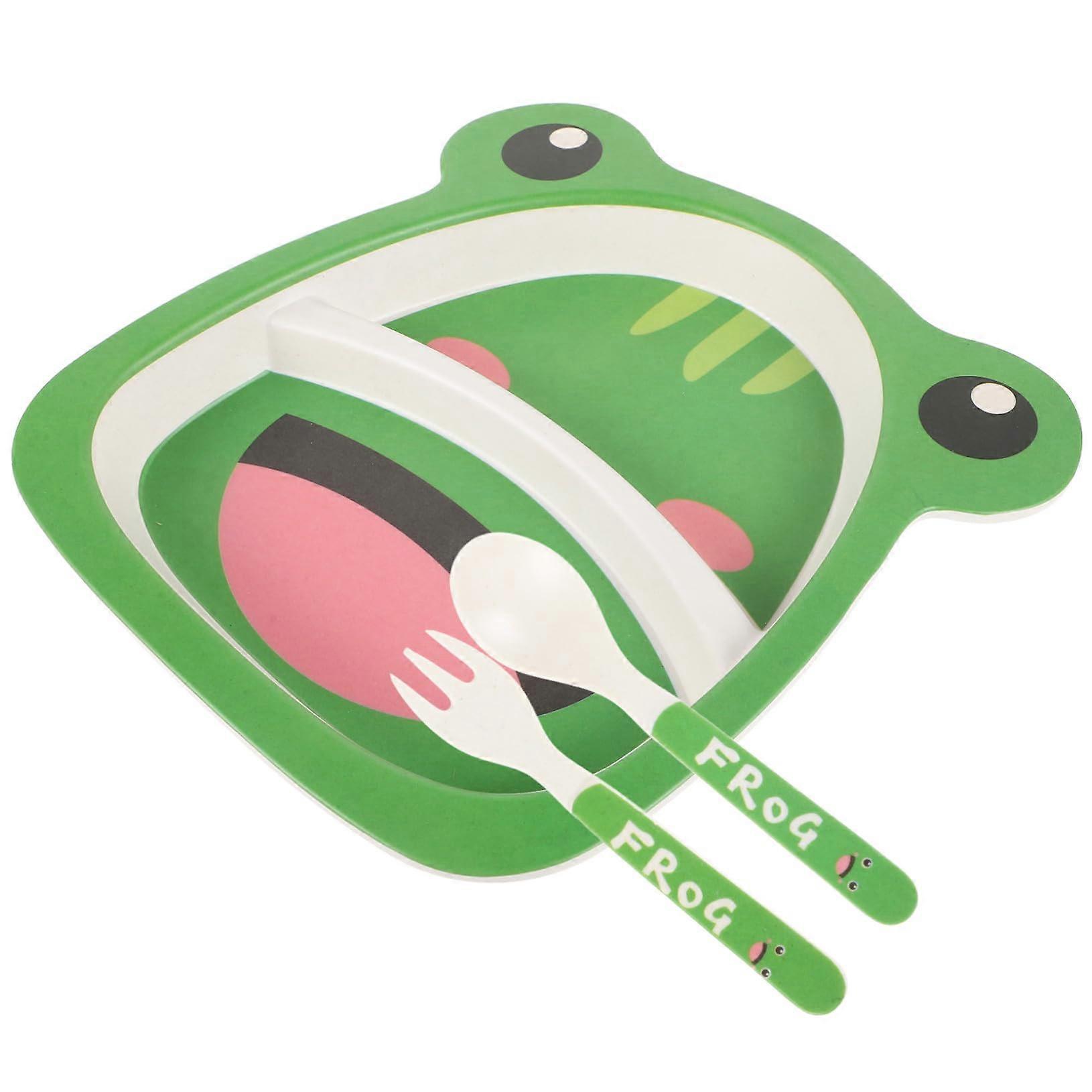 Frog Shaped Divided Dinner Plate for Kids Portion Control, Lightweight Fiber Dinnerware Set