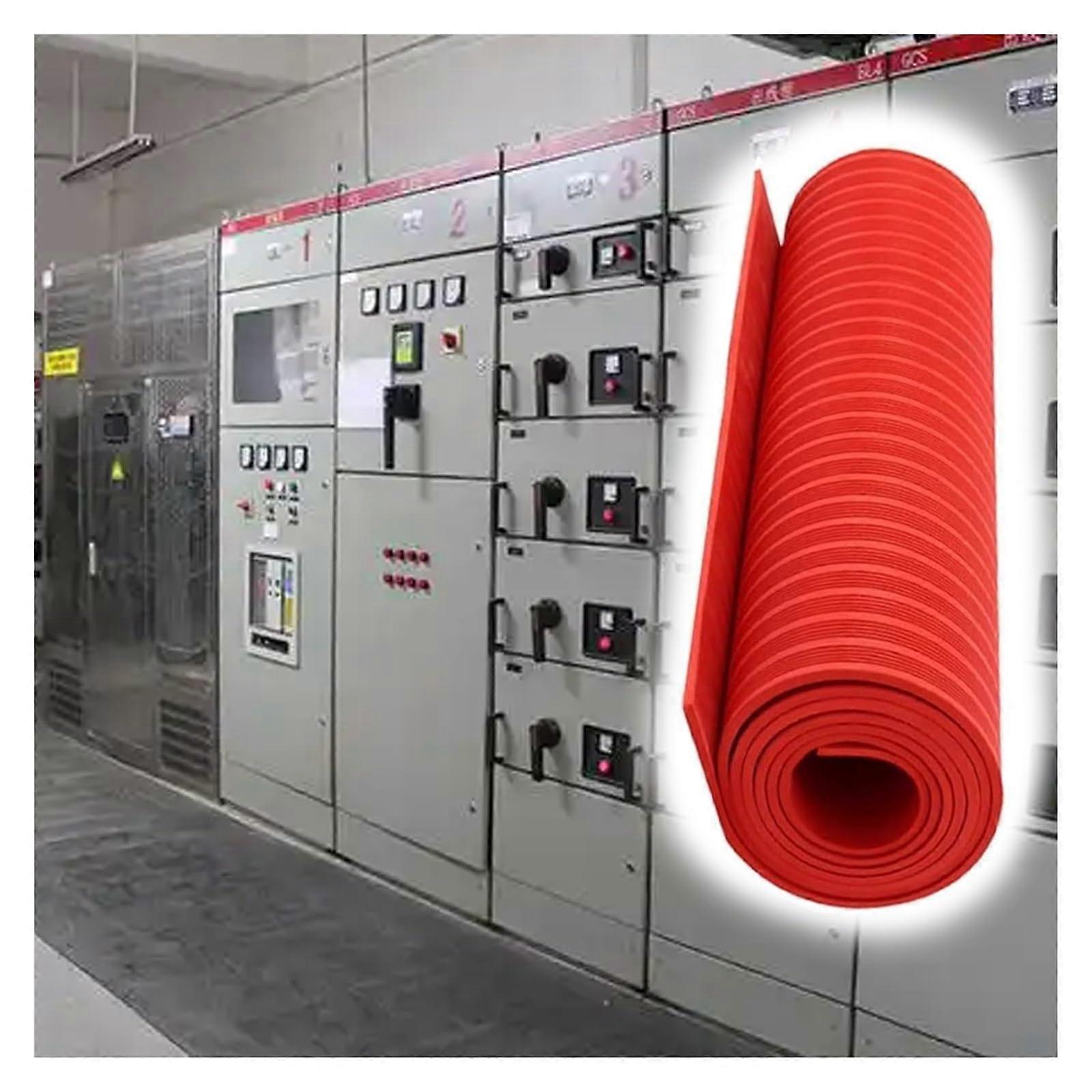 Electrical Insulation Mat  Voltage Rubber Waterproof FireResistant AntiSlip 23ft Red