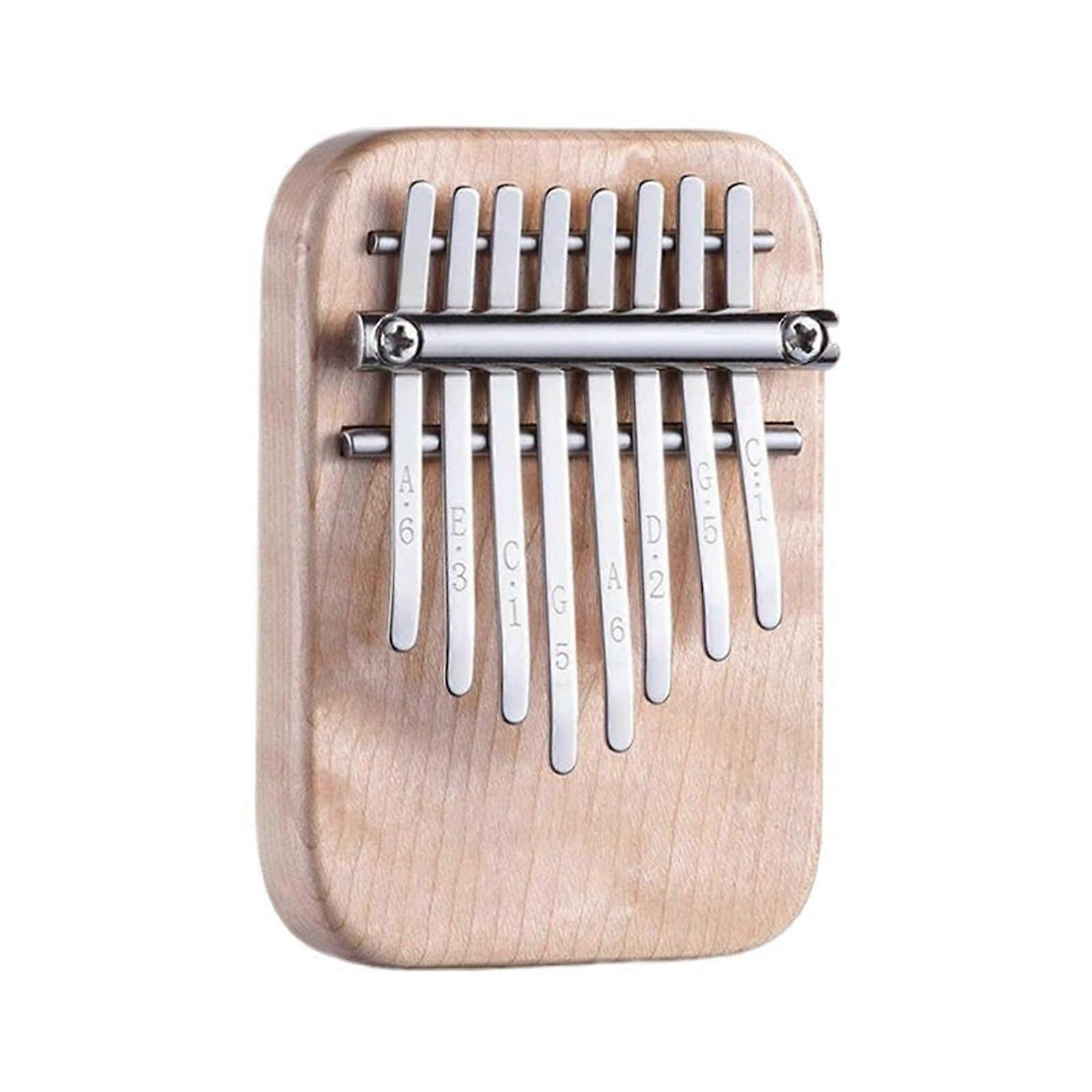 Kalimba Thumb Piano 8 Key Solid Maple Wood with Engraved Notes Ergonomic Grip for Beginners