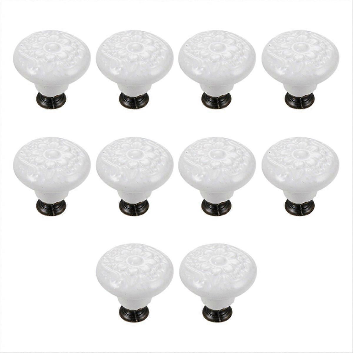 10 Pcs Drawer Pull Handles Round Cabinet Knobs Door Knobs White