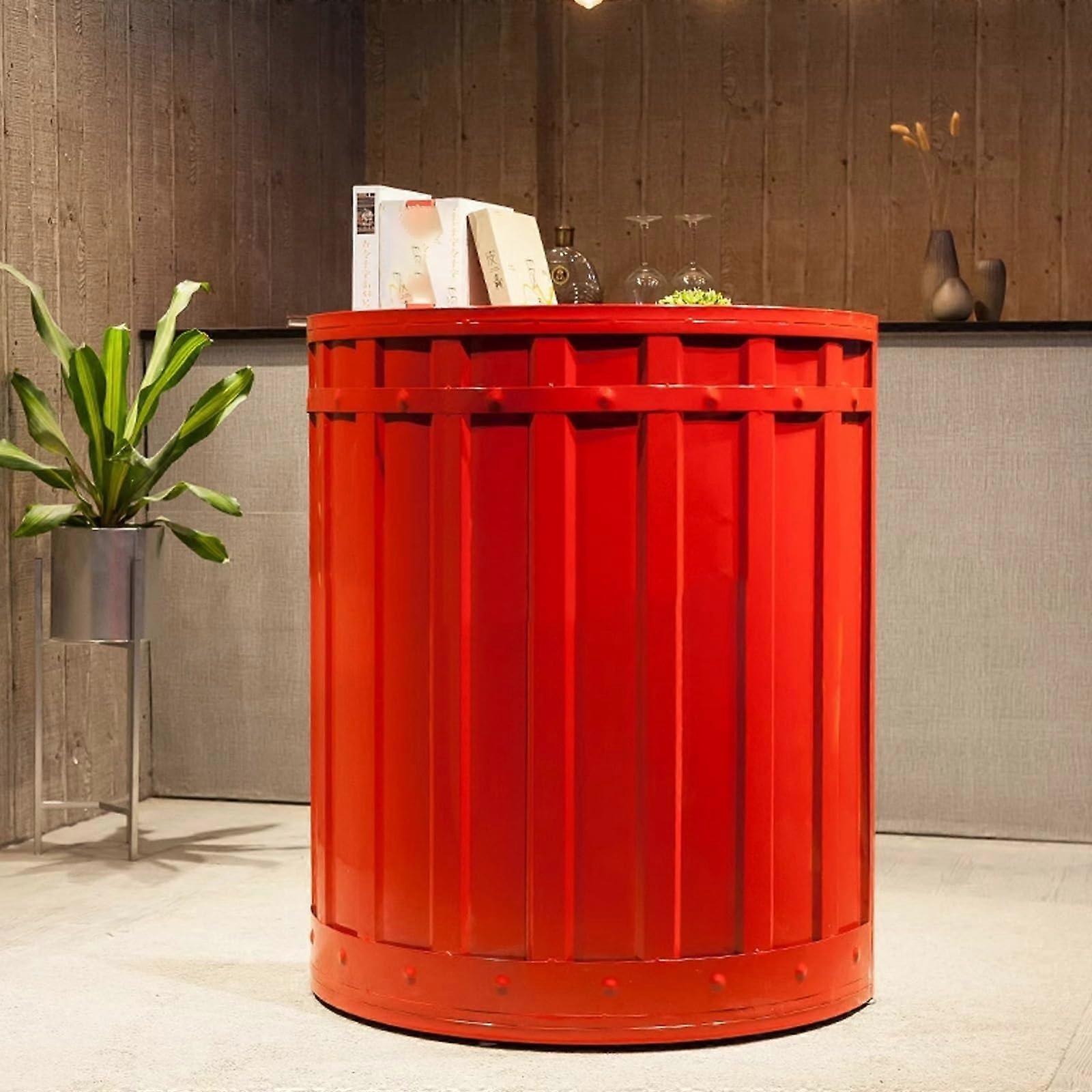 Small Red Reception Desk with Counter, Compact SpaceSaving Front Desk for Office,  or Cafe