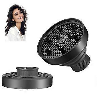 Collapsible Silicone Hair Dryer Diffuser for Curly Hair, Fits 1.571.96 Inch Nozzles, Black