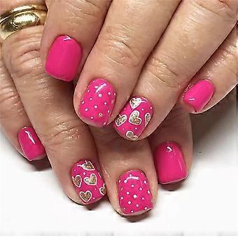 24Pcs Square Press On Nails Set Valentine Fake Nails with French Tips Instant Salon Manicure
