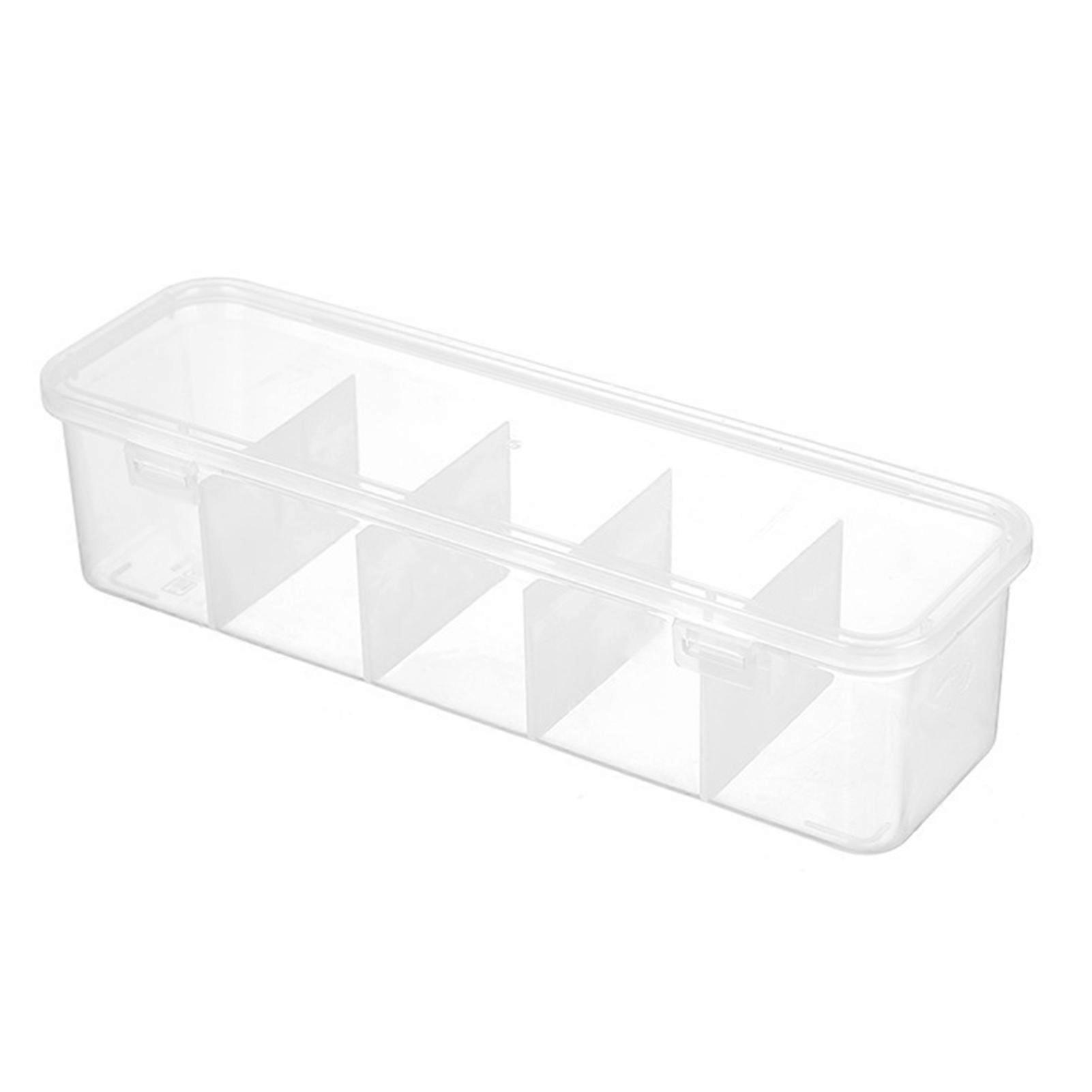 Transparent Data Cable Storage Box with Lid 5 Compartments Large Capacity Multi-purpose Charging