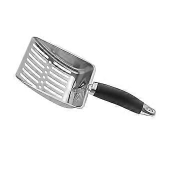 Metal Cat Litter Scoop with Ergonomic Rubber Grip for Easy Waste Sifting and Litter Box Cleaning