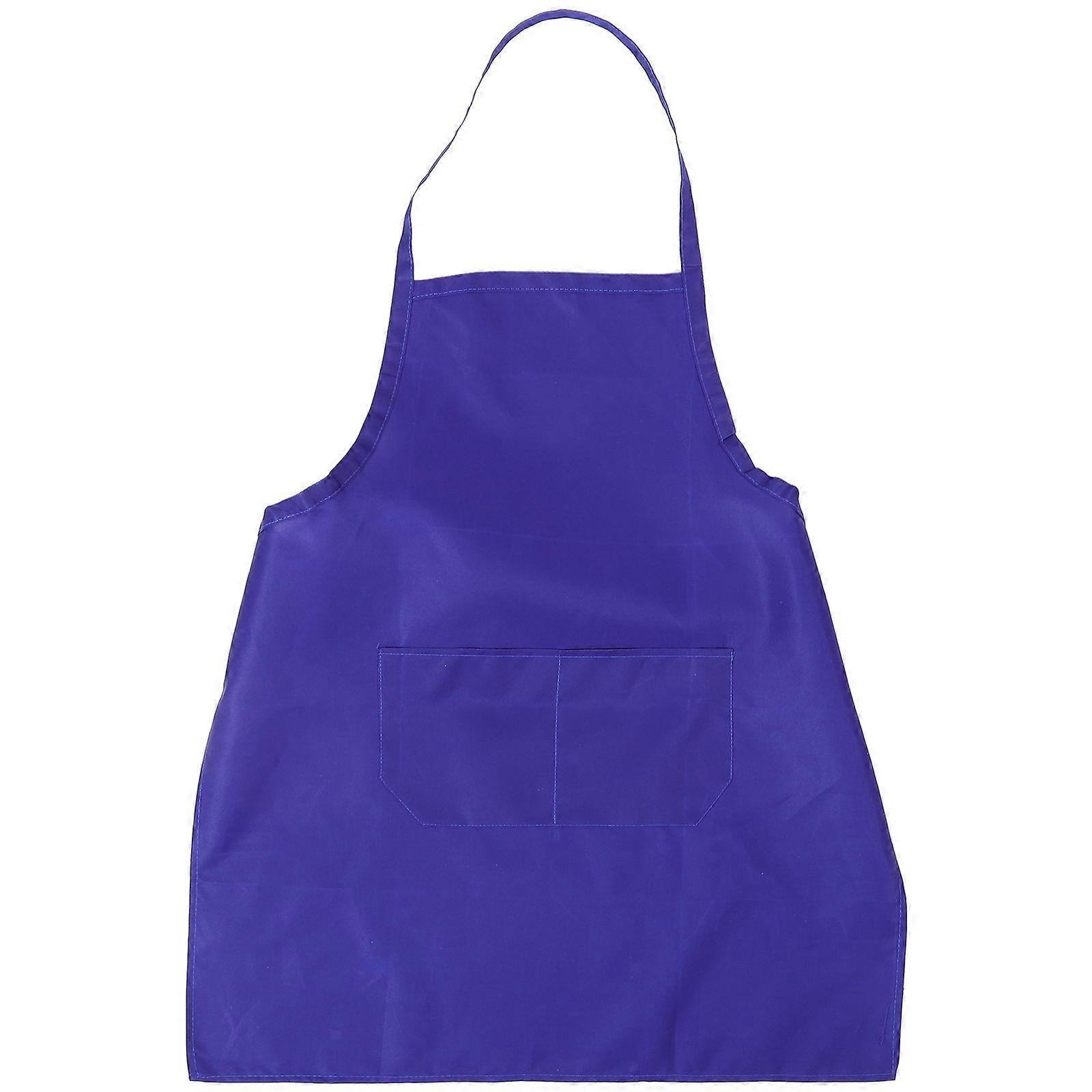 Blue Adjustable Bib Apron with Pockets for Kitchen Use 2-Pockets