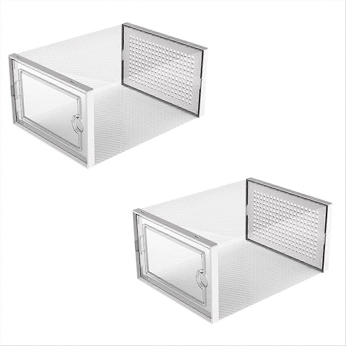 Shoe Storage Box, Transparent Shoe Storage Boxes Stackable, White