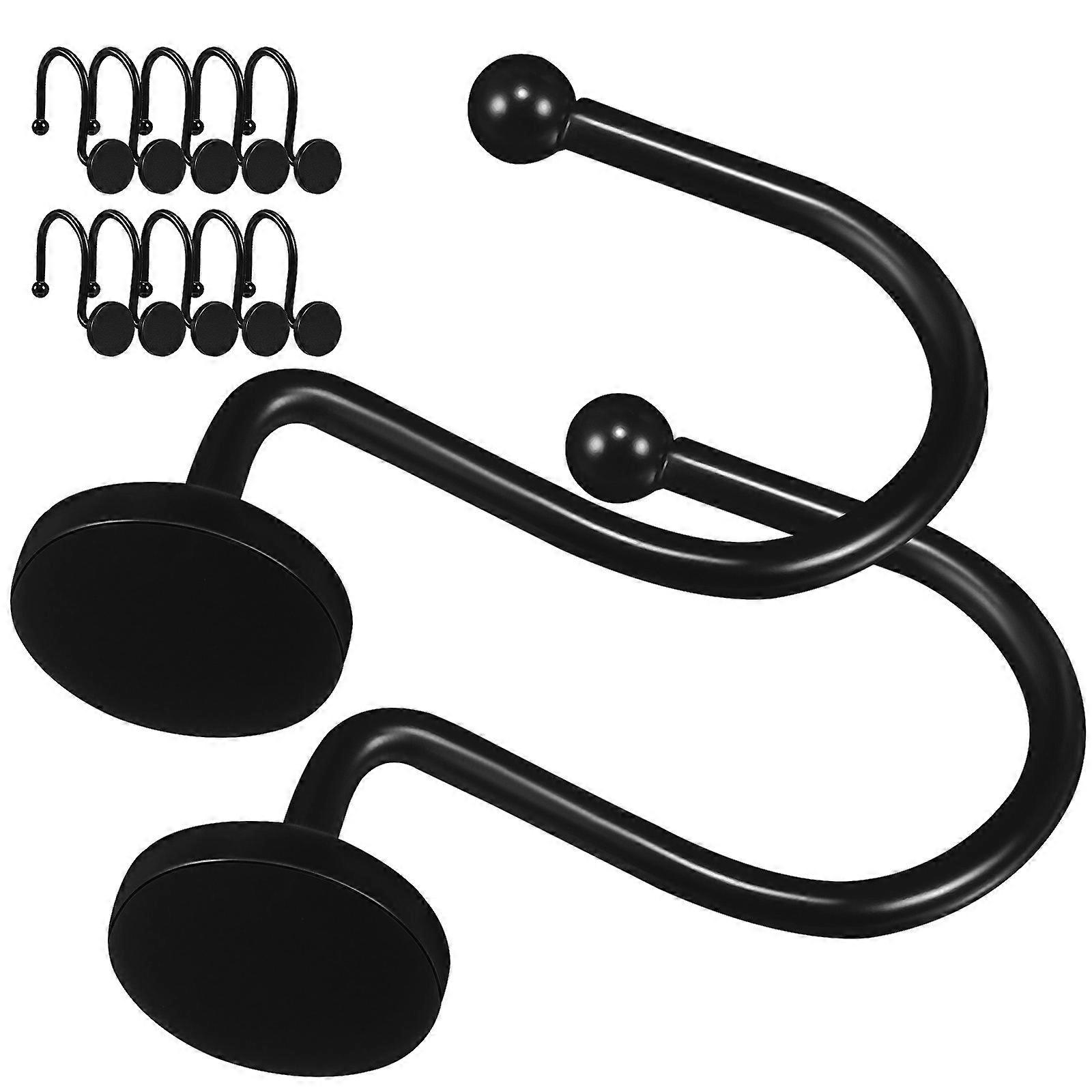 Metal Shower Curtain Hooks Black Hooks for Hanging 60Pcs Pack