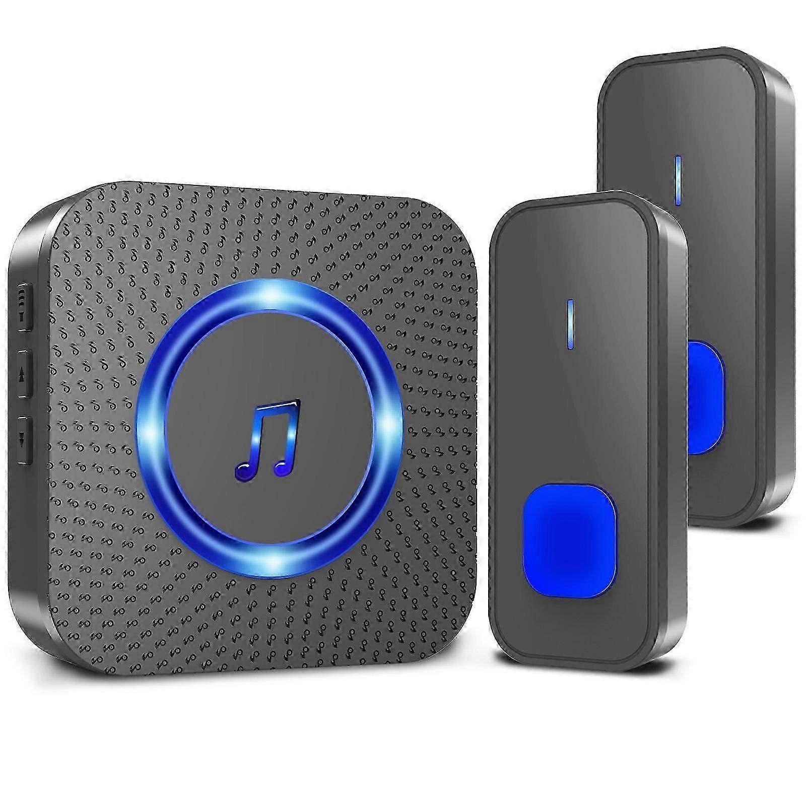 Wireless Doorbell with LED Night Light, Waterproof, Smart Ding Dong Button Pager