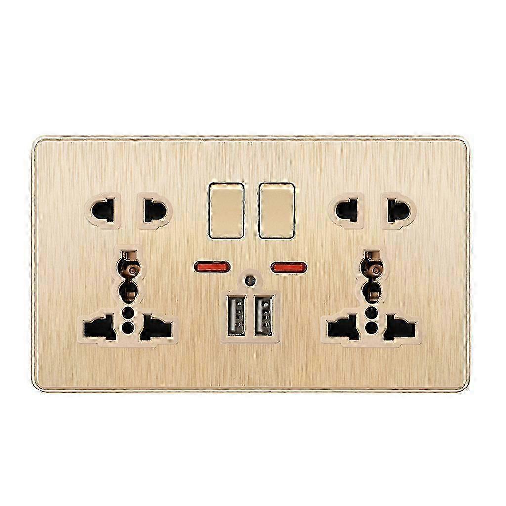 Multifunction 13A Wall Socket with Double USB Ports Wall Outlet Power Button 25-26
