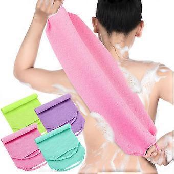 Exfoliating Back Scrubber with Handles 4 Packs Nylon Back Exfoliator Extended Length Back Washers Scrubbers Stretchable Pull Strap Exfoliating Washclo