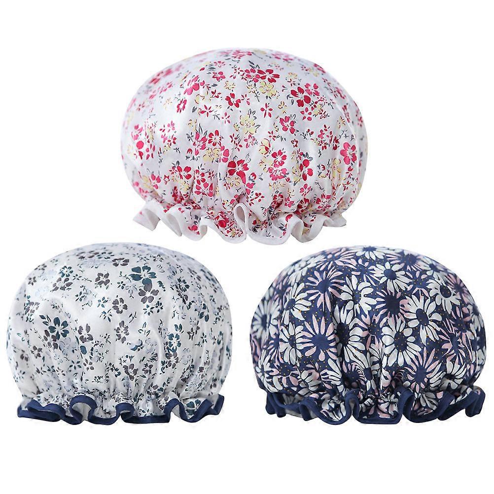 Waterproof Shower Cap Double Layer Bathing Caps for Shower Use 6Pcs
