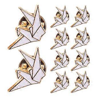 Lot de 10 broches en forme de grue origami, mignonnes et élégantes, pour femme. Broches en métal pour vêtements et bijoux. Accessoires de décoration.