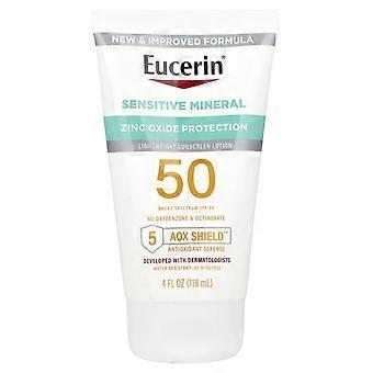 Eucerin, Sensitive Mineral, Lightweight Sunscreen Lotion, SPF 50, 4 fl oz (118 ml)