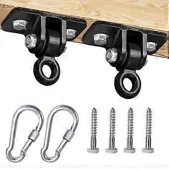 2000LB Capacity Heavy Duty Swing Hangers, 2 Pack Black Cast Iron Porch Swing Hangers Kit with Screws for Wooden Sets Porch Patio Playground Yoga Hamm