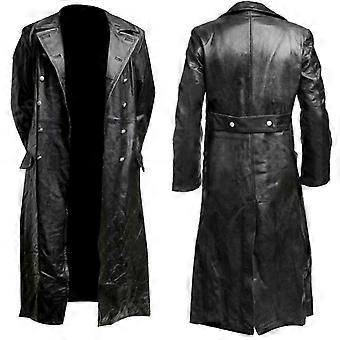 Deutscher klassischer Offiziersuniform aus dem 2. Weltkrieg für Herren Trenchcoat aus echtem Leder